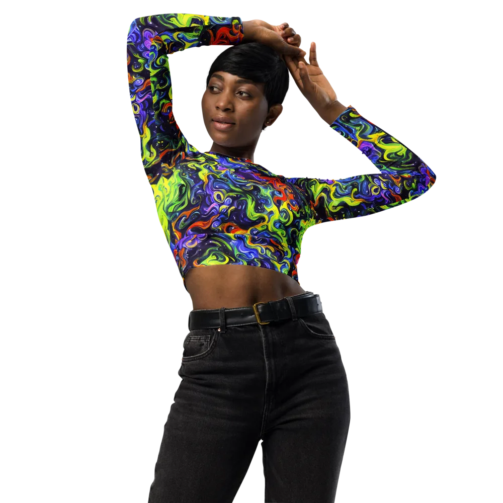 Color Tempest on Long Sleeve Crop Top — Front