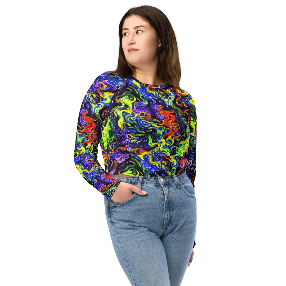 Color Tempest on Long Sleeve Crop Top — Front