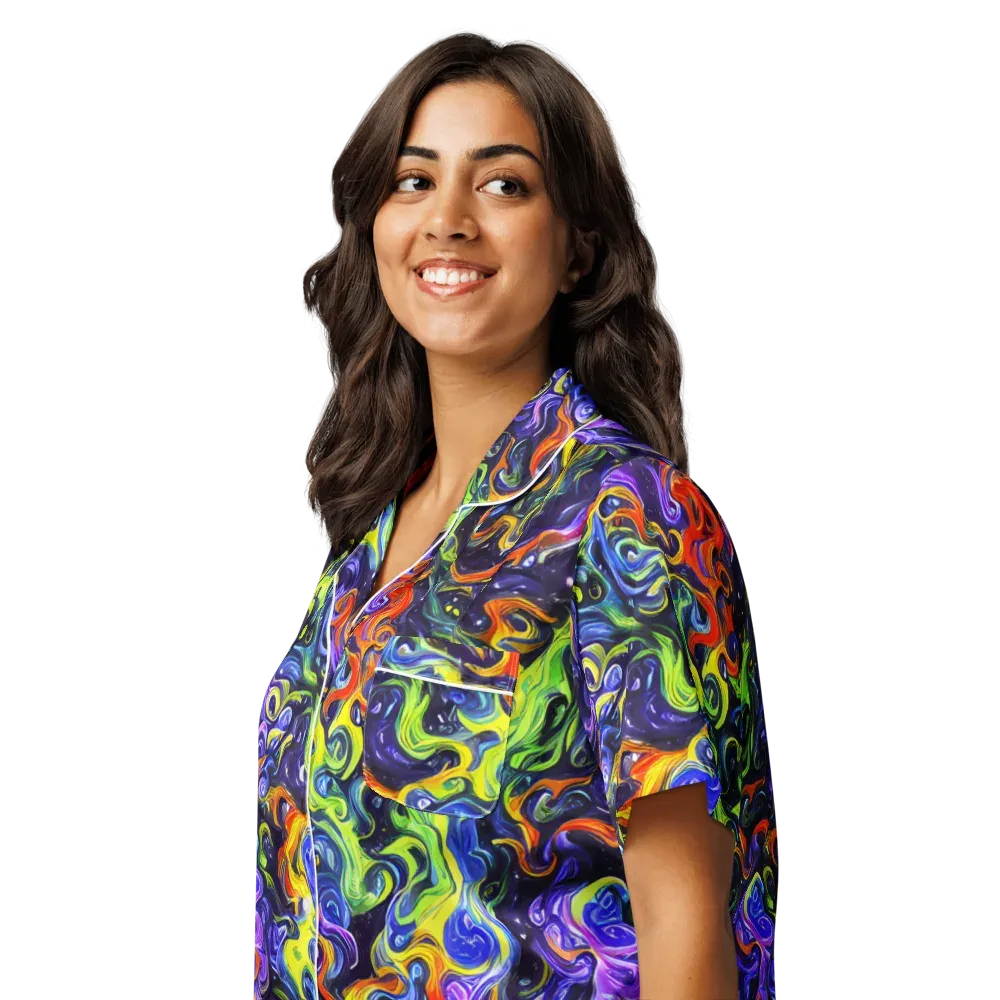 Color Tempest on Women's Short Sleeve Pajama Top — Left Front