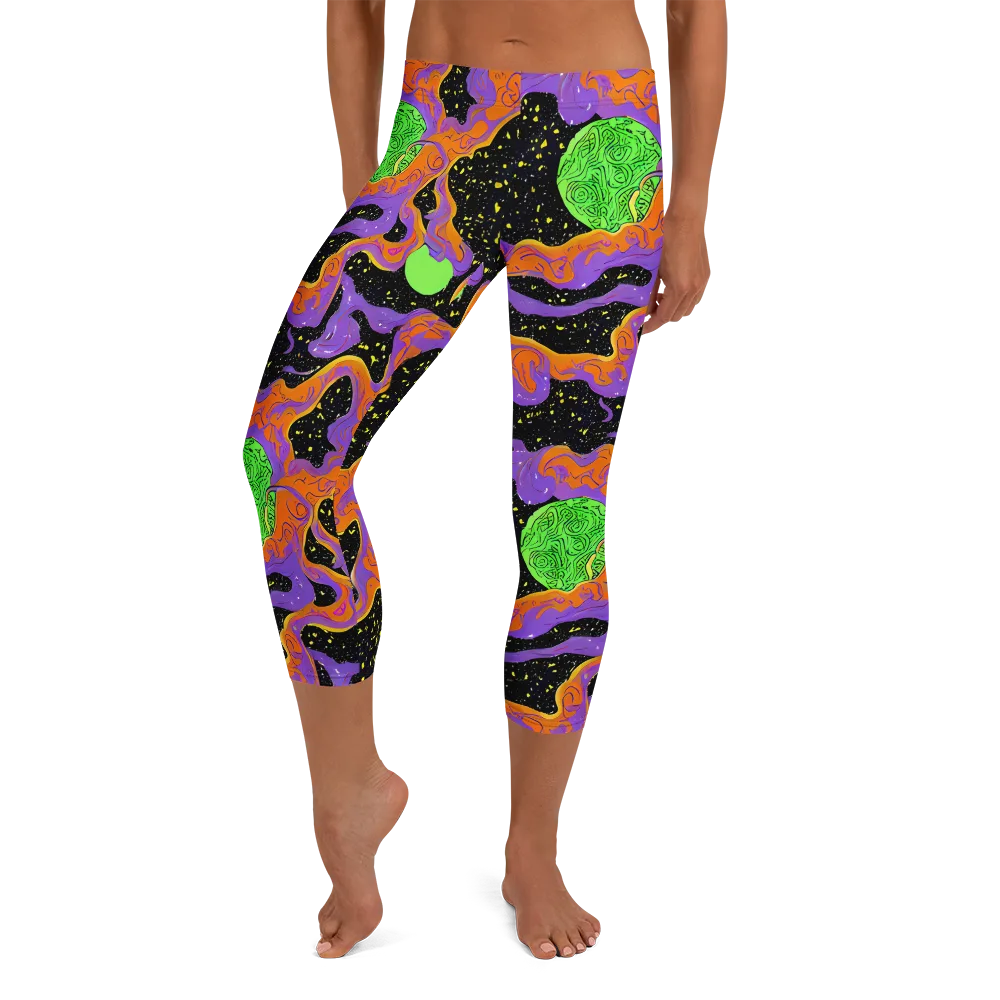 Purple Voltage on Capri Leggings — Front