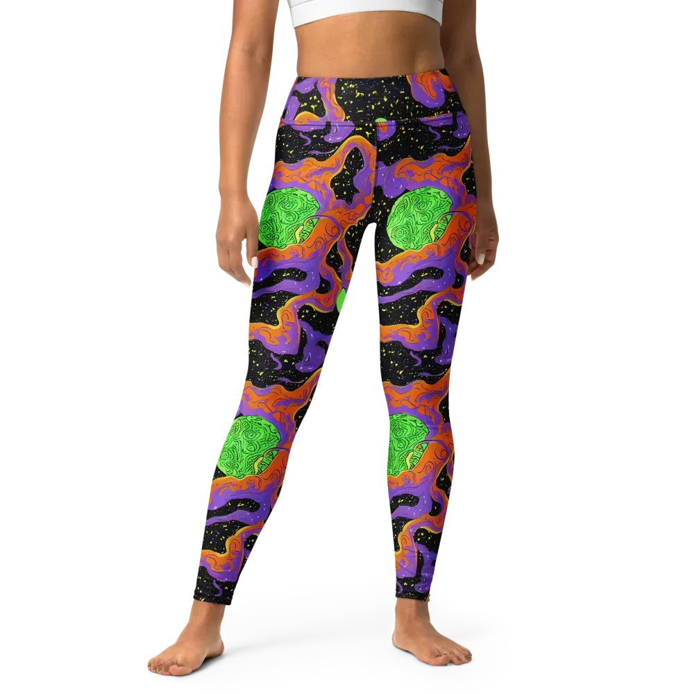 Purple Voltage on Yoga Leggings — Front