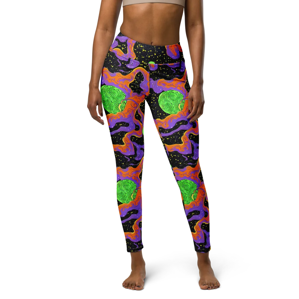 Purple Voltage on Yoga Leggings — Front