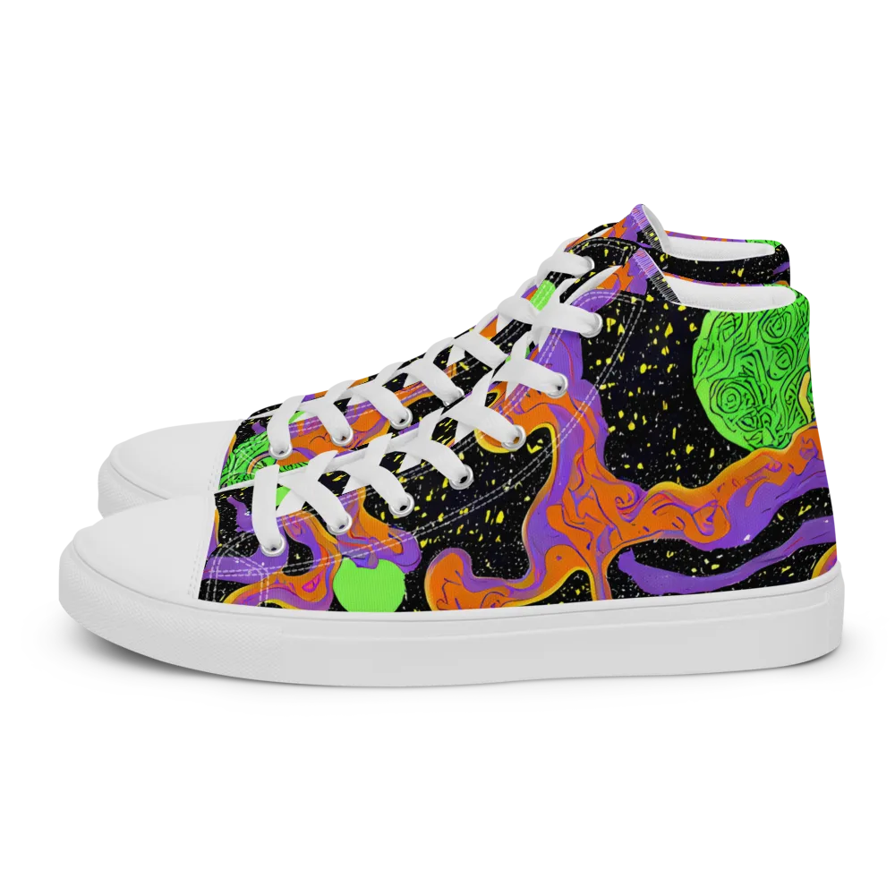 Purple Voltage on Men's High Top Canvas Shoes — Left