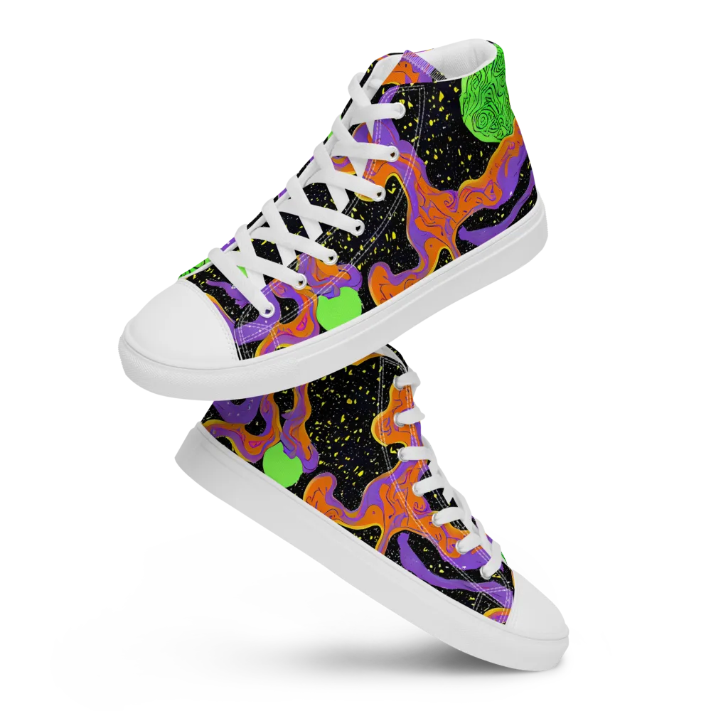 Purple Voltage on Men's High Top Canvas Shoes — Front