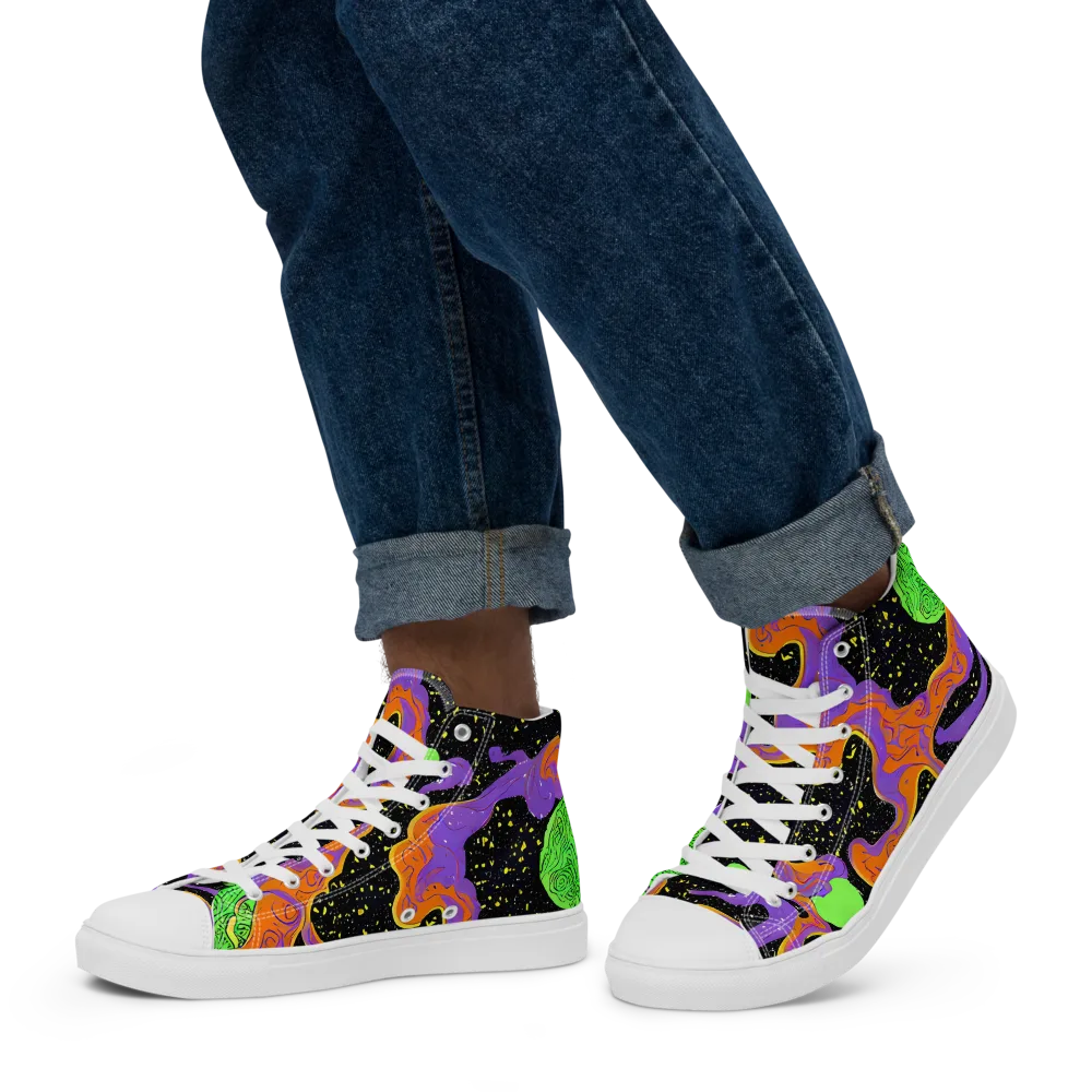 Purple Voltage on Men's High Top Canvas Shoes — Left