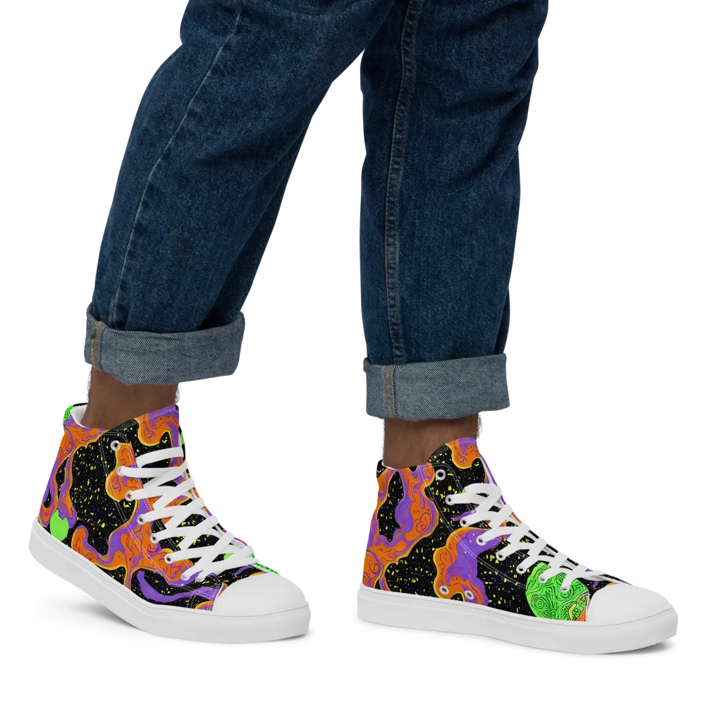 Purple Voltage on Men's High Top Canvas Shoes — Right