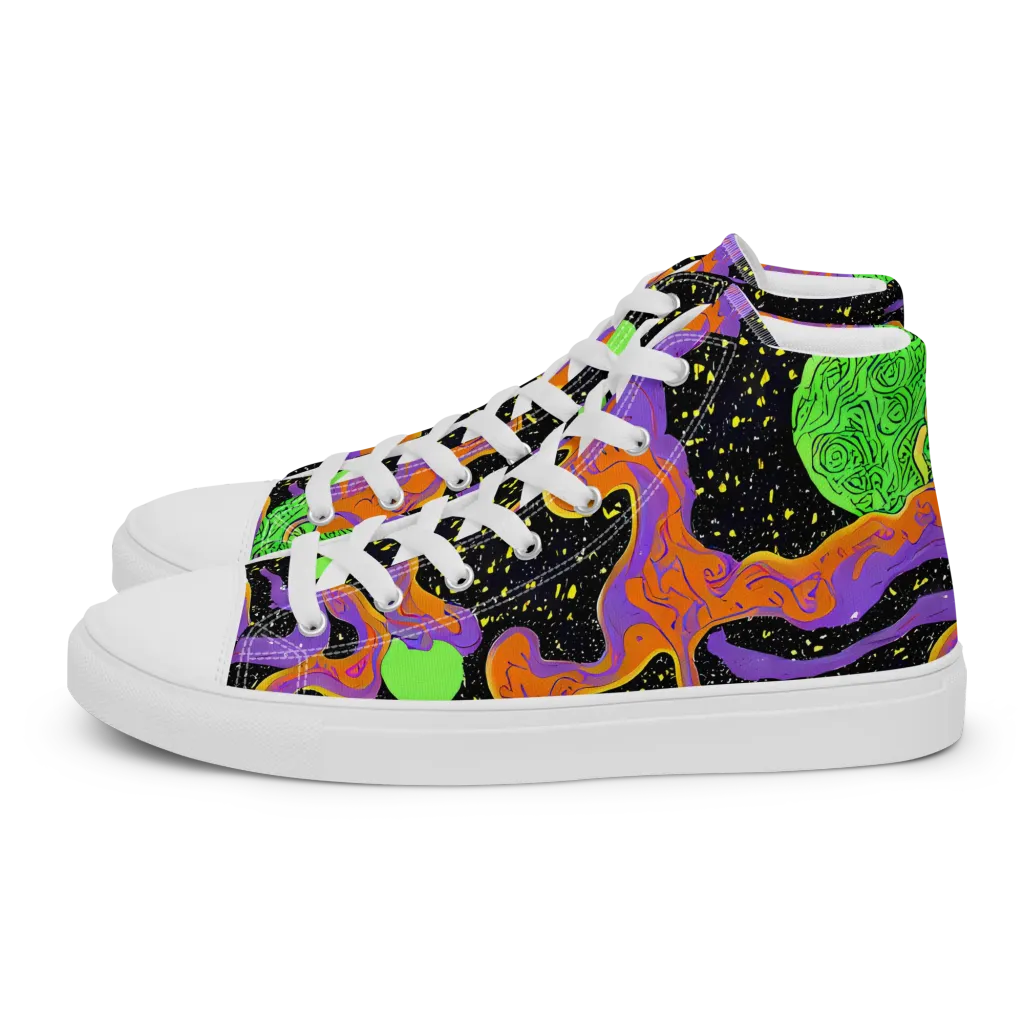Purple Voltage on Women's High Top Canvas Shoes — Left