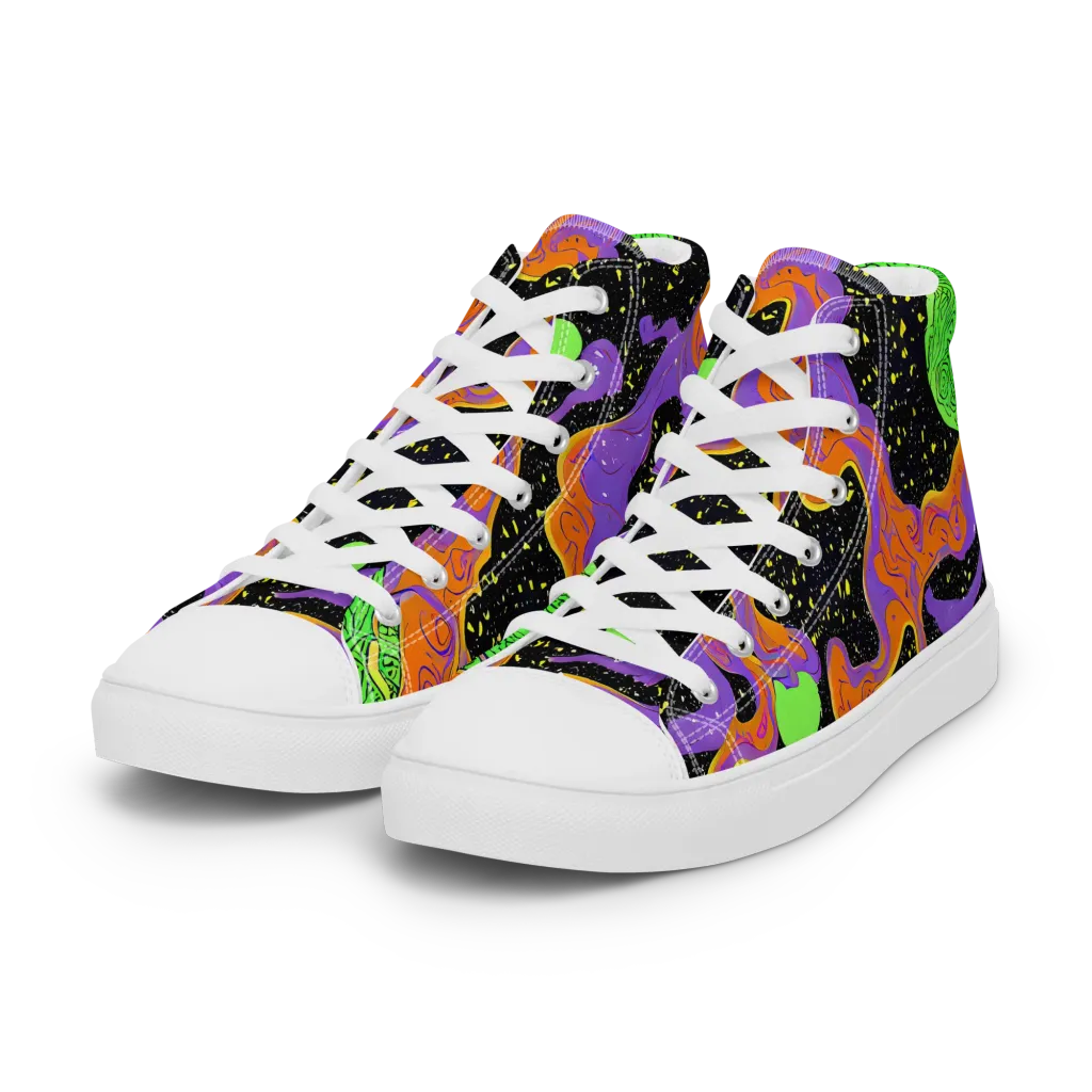 Purple Voltage on Women's High Top Canvas Shoes — Left Front