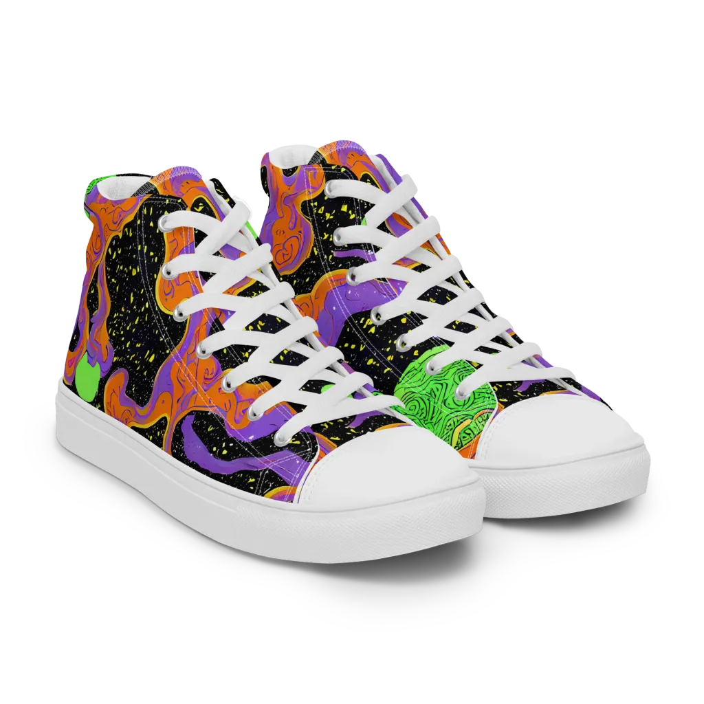 Purple Voltage on Women's High Top Canvas Shoes — Right Front