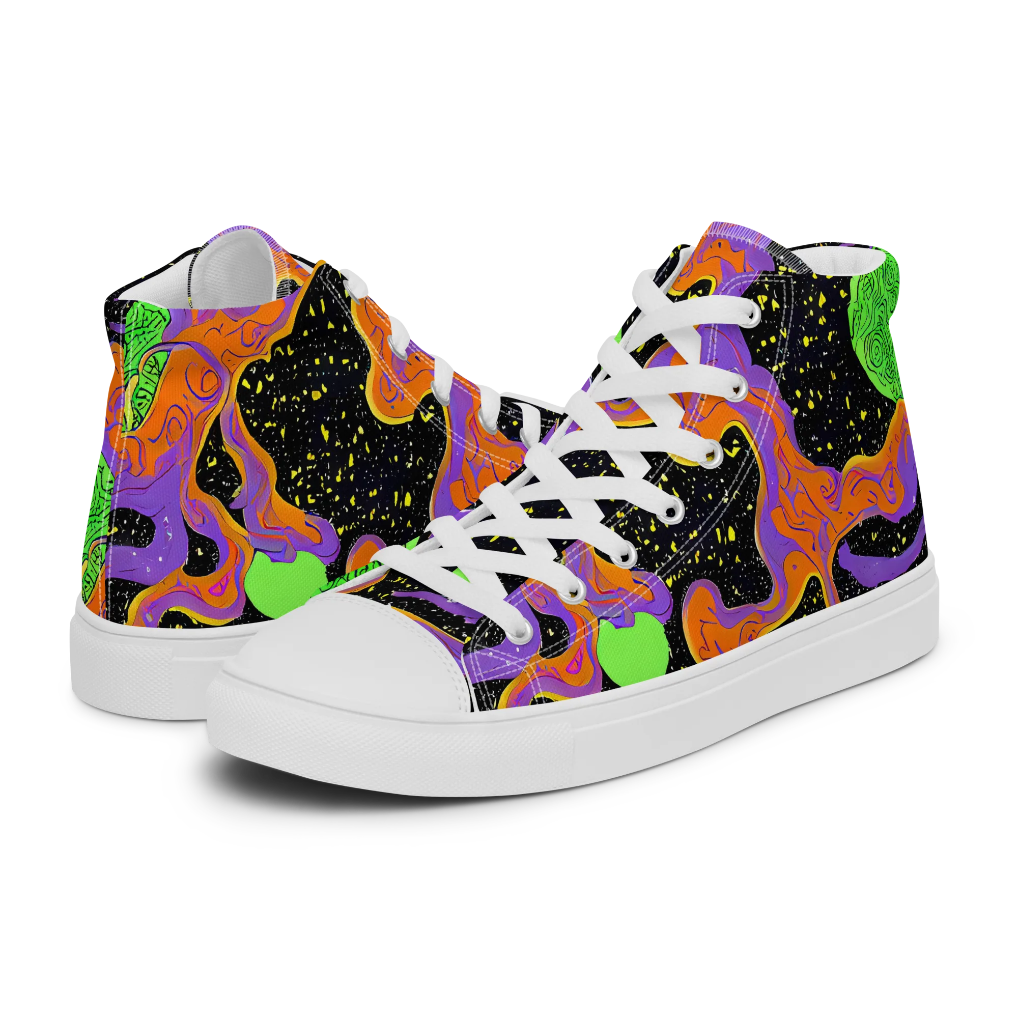 Purple Voltage on Women's High Top Canvas Shoes — Left