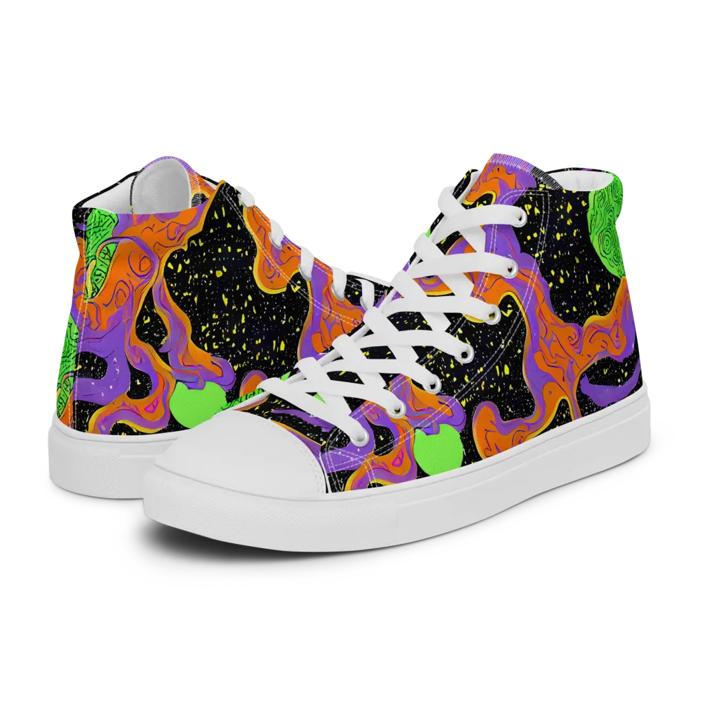 Purple Voltage on Women's High Top Canvas Shoes — Left