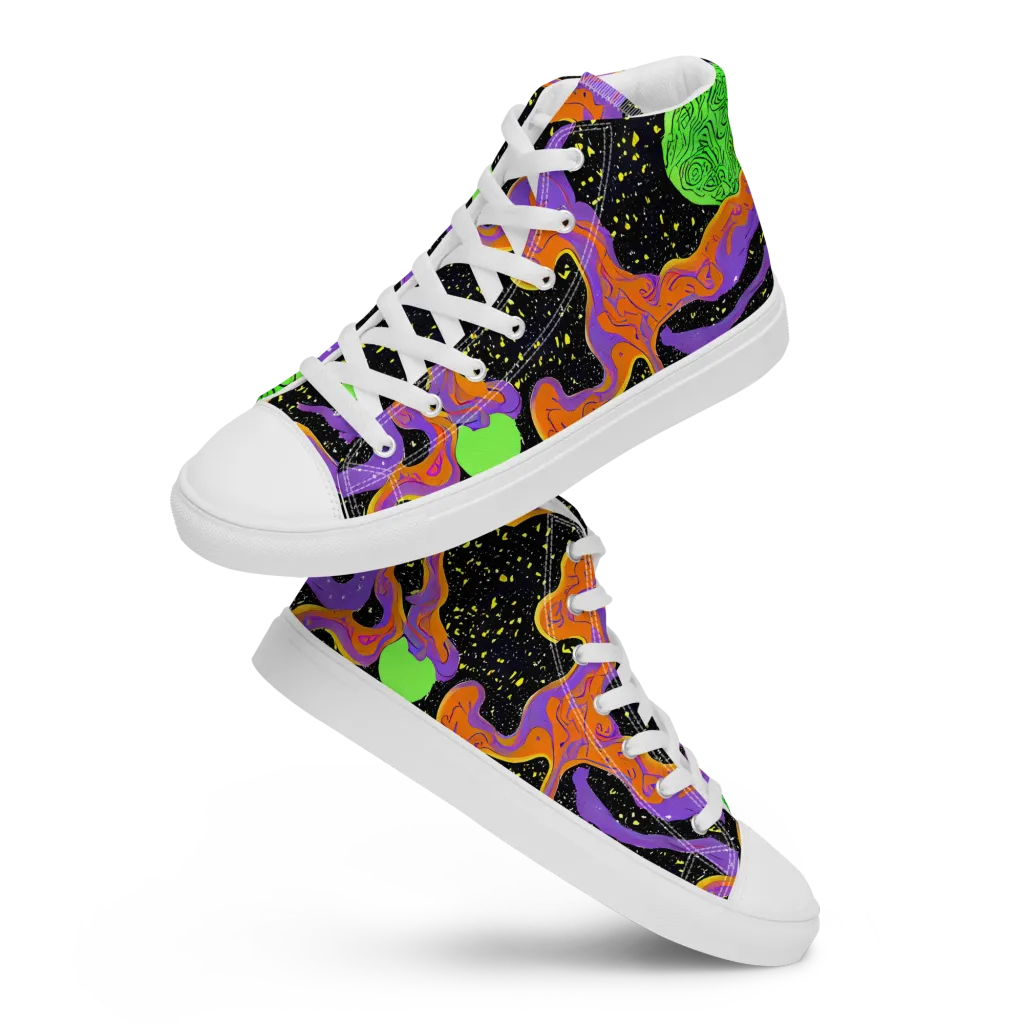 Purple Voltage on Women's High Top Canvas Shoes — Front