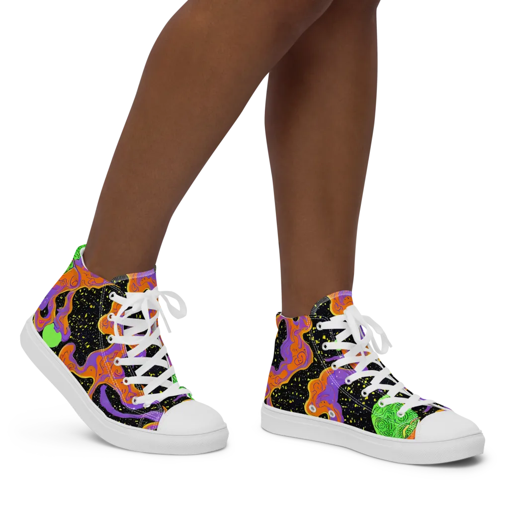 Purple Voltage on Women's High Top Canvas Shoes — Right