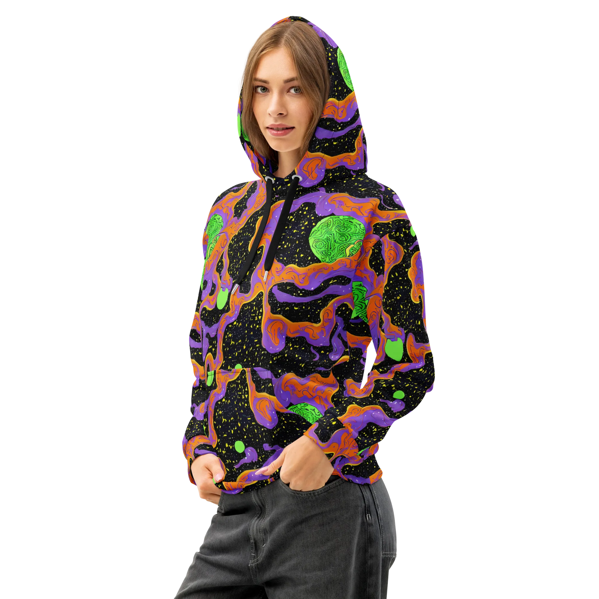 Purple Voltage on Cotton Hoodie — Left Front