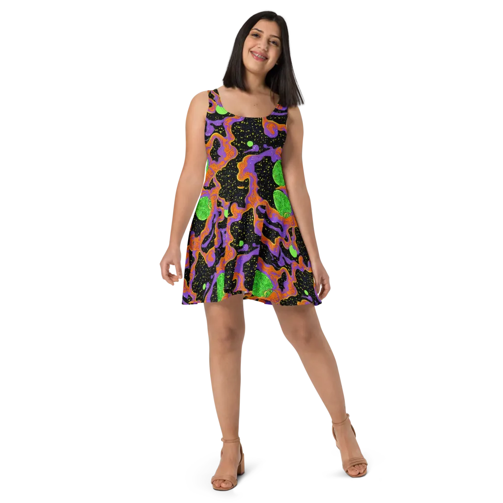 Purple Voltage on Skater Dress — Front