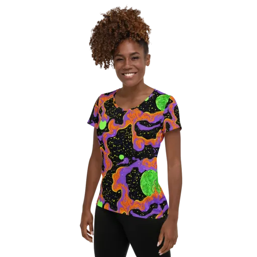 Purple Voltage on a Women's Athletic T-Shirt