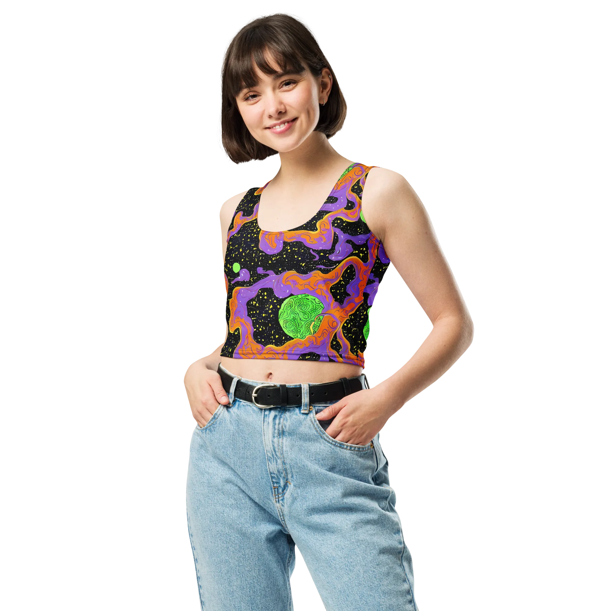Purple Voltage on Crop Top — Front