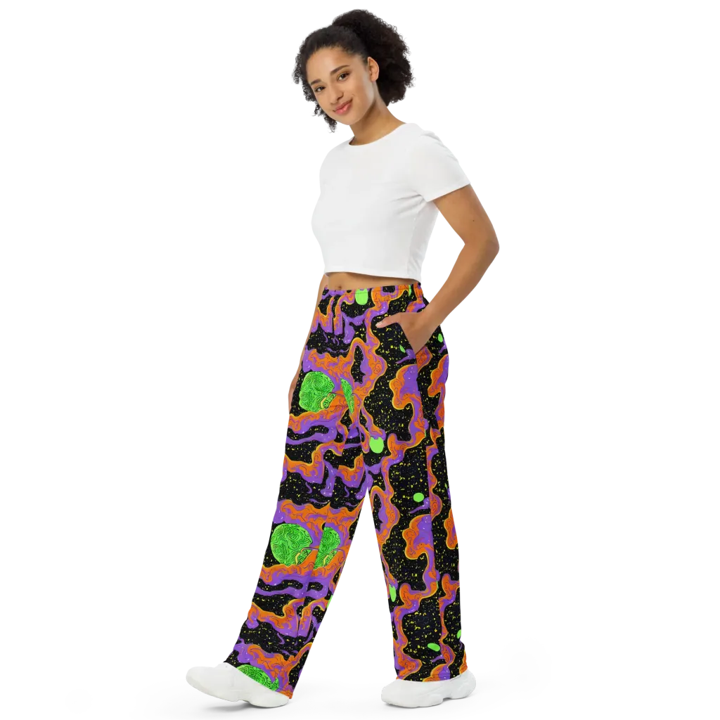 Purple Voltage on Wide-Leg Pants — Left Front
