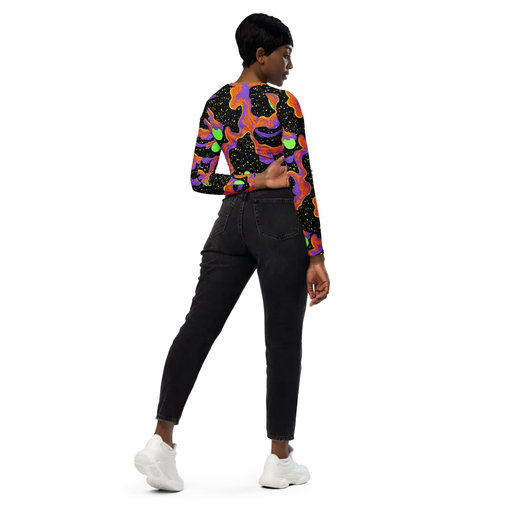 Purple Voltage on Long Sleeve Crop Top — Right Back