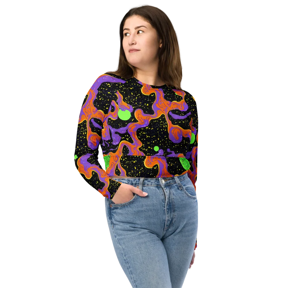 Purple Voltage on Long Sleeve Crop Top — Front
