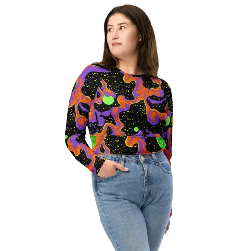 Purple Voltage on a Long Sleeve Crop Top