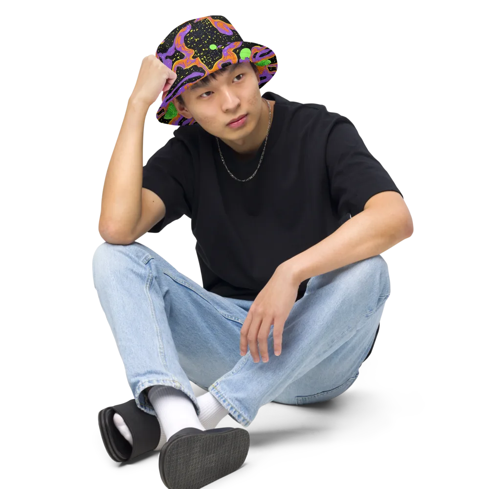 Purple Voltage on Reversible Bucket Hat — Front 2 Inside