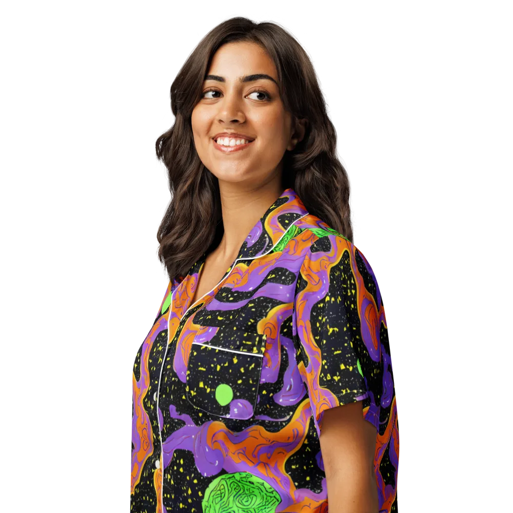 Purple Voltage on Women's Short Sleeve Pajama Top — Left Front