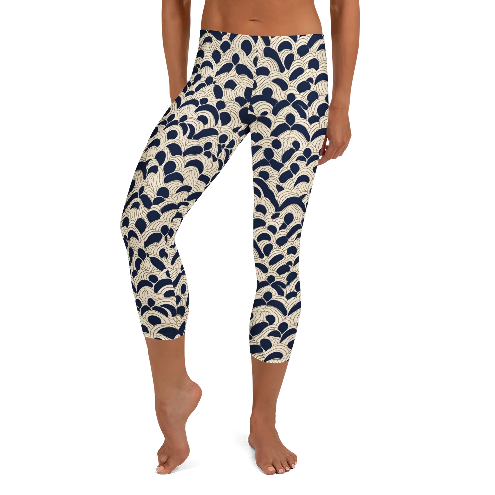 Midnight Seigaiha on Capri Leggings — Front
