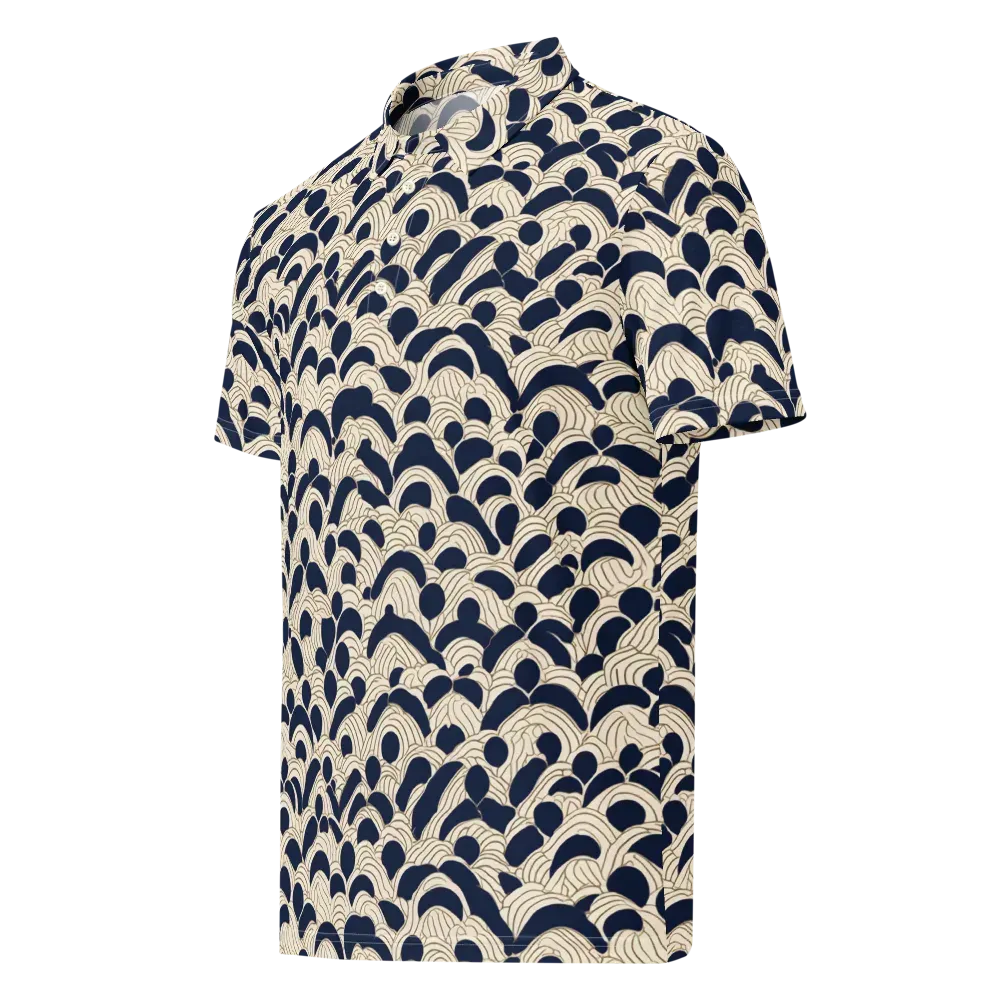 Midnight Seigaiha on Men's Slim Fit Polo Shirt — Left Front