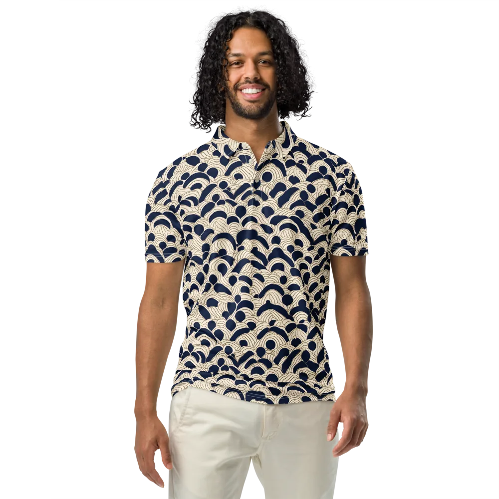 Midnight Seigaiha on Men's Slim Fit Polo Shirt — Front