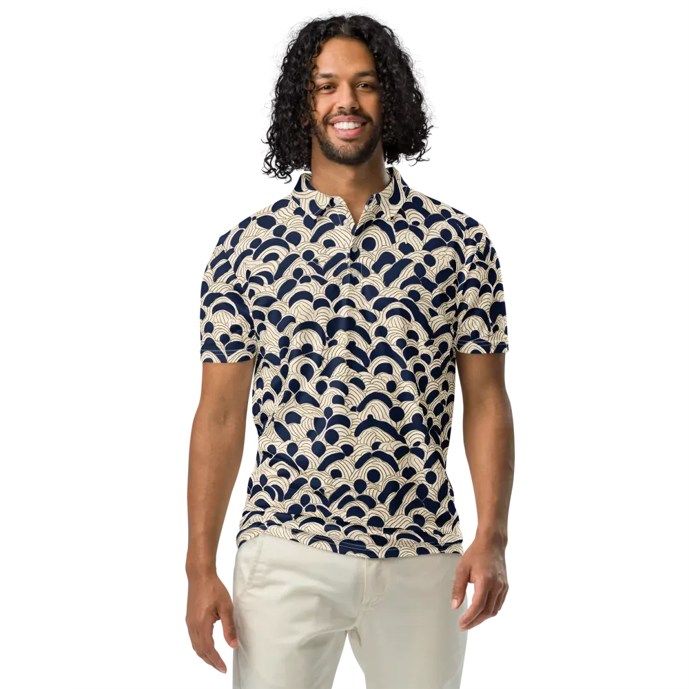 Midnight Seigaiha on Men's Slim Fit Polo Shirt — Front