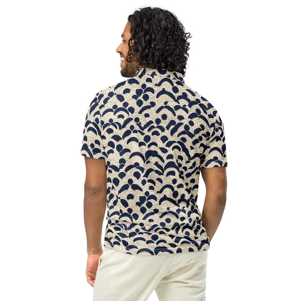 Midnight Seigaiha on Men's Slim Fit Polo Shirt — Back