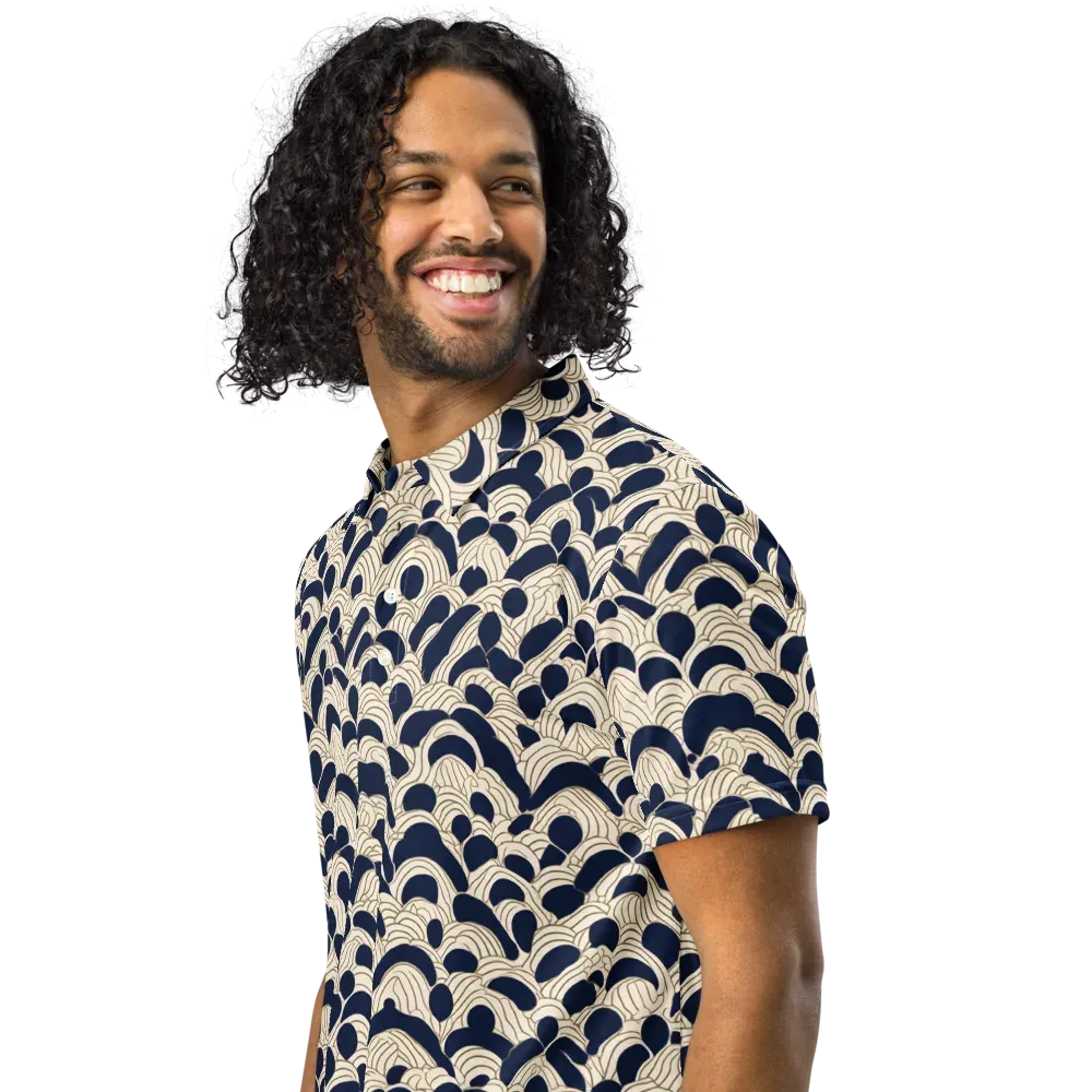 Midnight Seigaiha on Men's Slim Fit Polo Shirt — Left Front