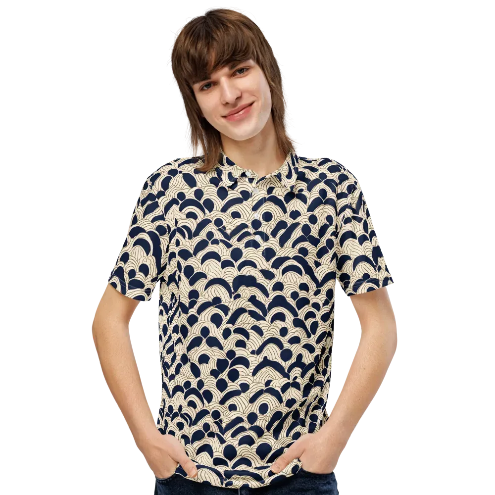 Midnight Seigaiha on Men's Slim Fit Polo Shirt — Front