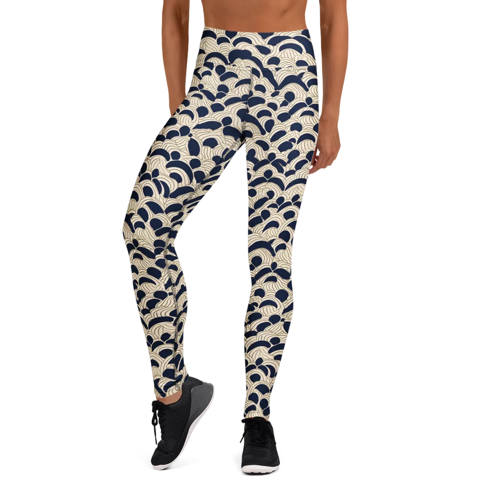 Midnight Seigaiha on Yoga Leggings — Front