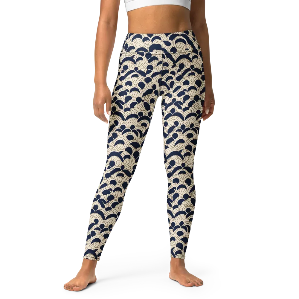Midnight Seigaiha on Yoga Leggings — Front