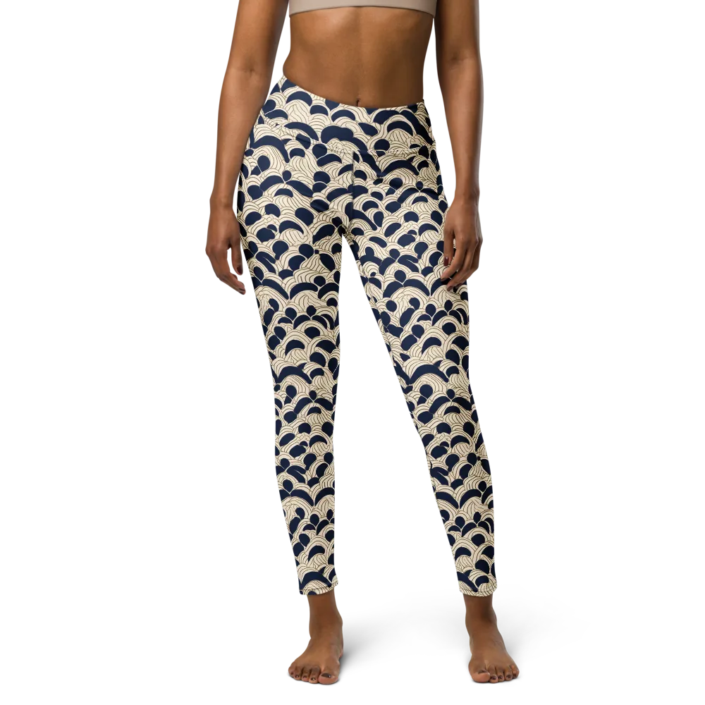 Midnight Seigaiha on Yoga Leggings — Front