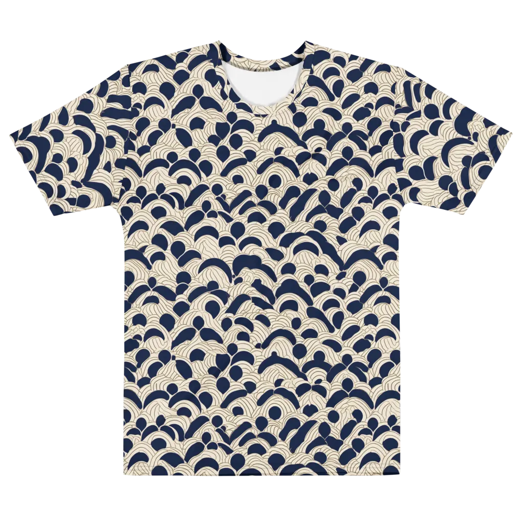 Midnight Seigaiha on Men's Cotton Crew Neck T-Shirt — Front