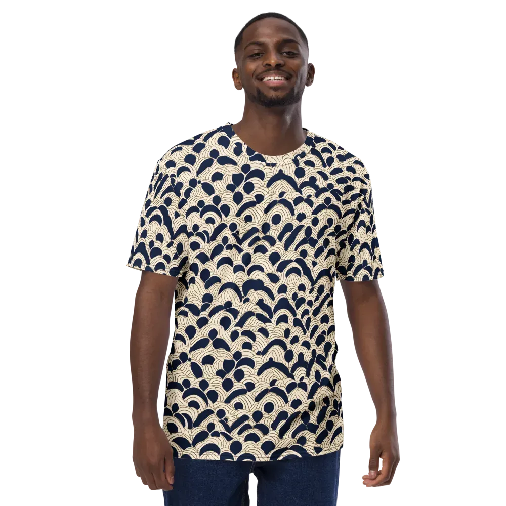 Midnight Seigaiha on Men's Crew Neck T-Shirt — Front