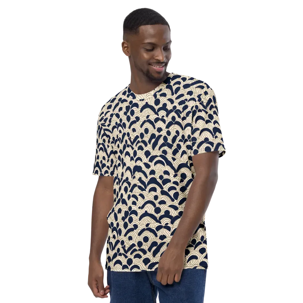Midnight Seigaiha on Men's Crew Neck T-Shirt — Left
