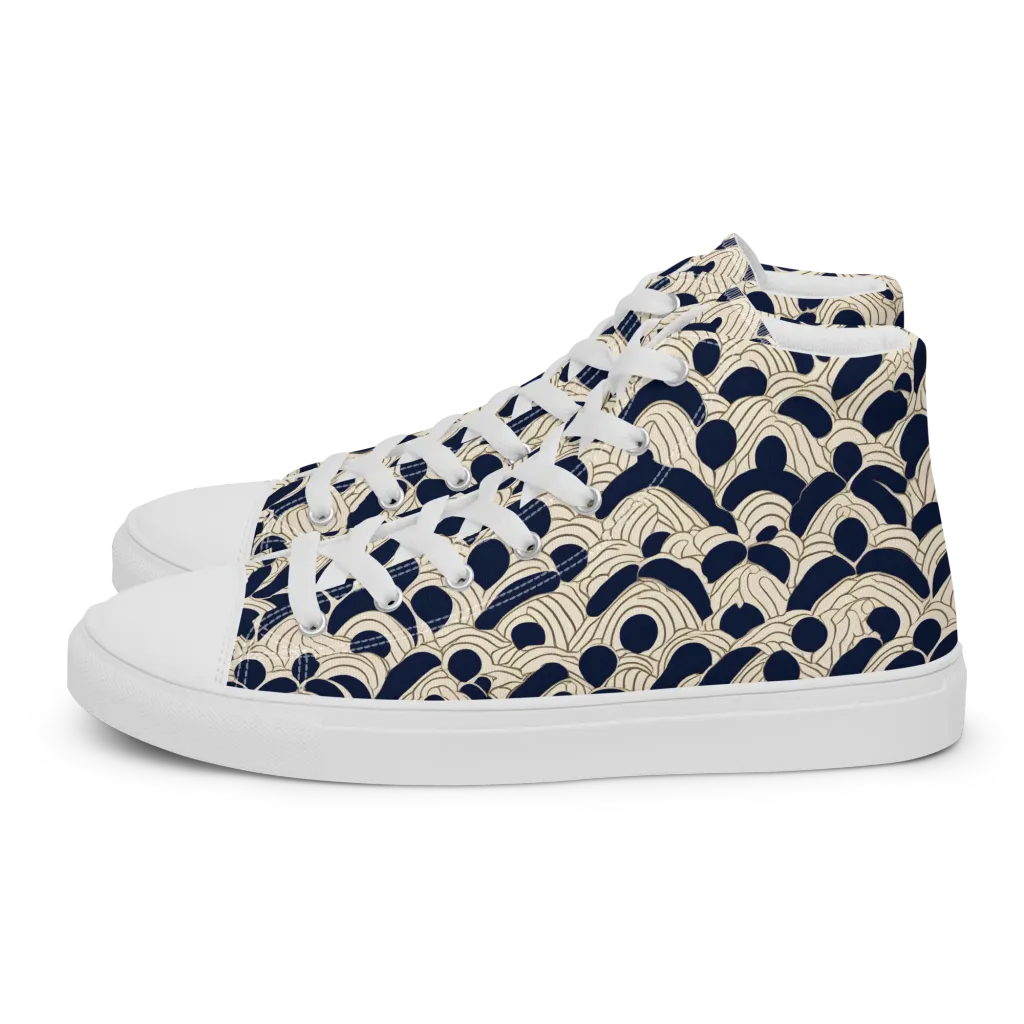 Midnight Seigaiha on Men's High Top Canvas Shoes — Left