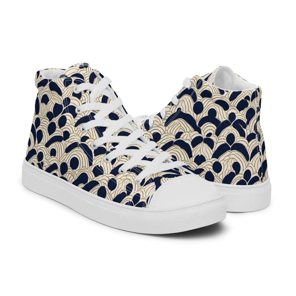 Midnight Seigaiha on Men's High Top Canvas Shoes — Right