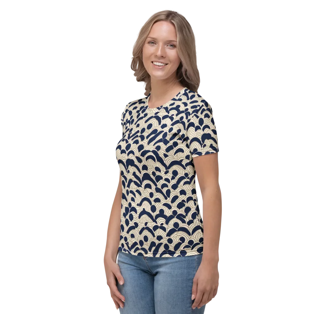 Midnight Seigaiha on Women's Crew Neck T-Shirt — Left