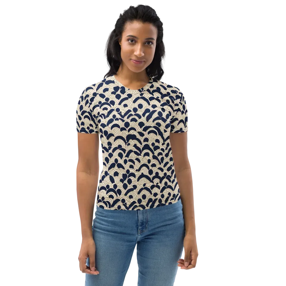 Midnight Seigaiha on Women's Crew Neck T-Shirt — Front