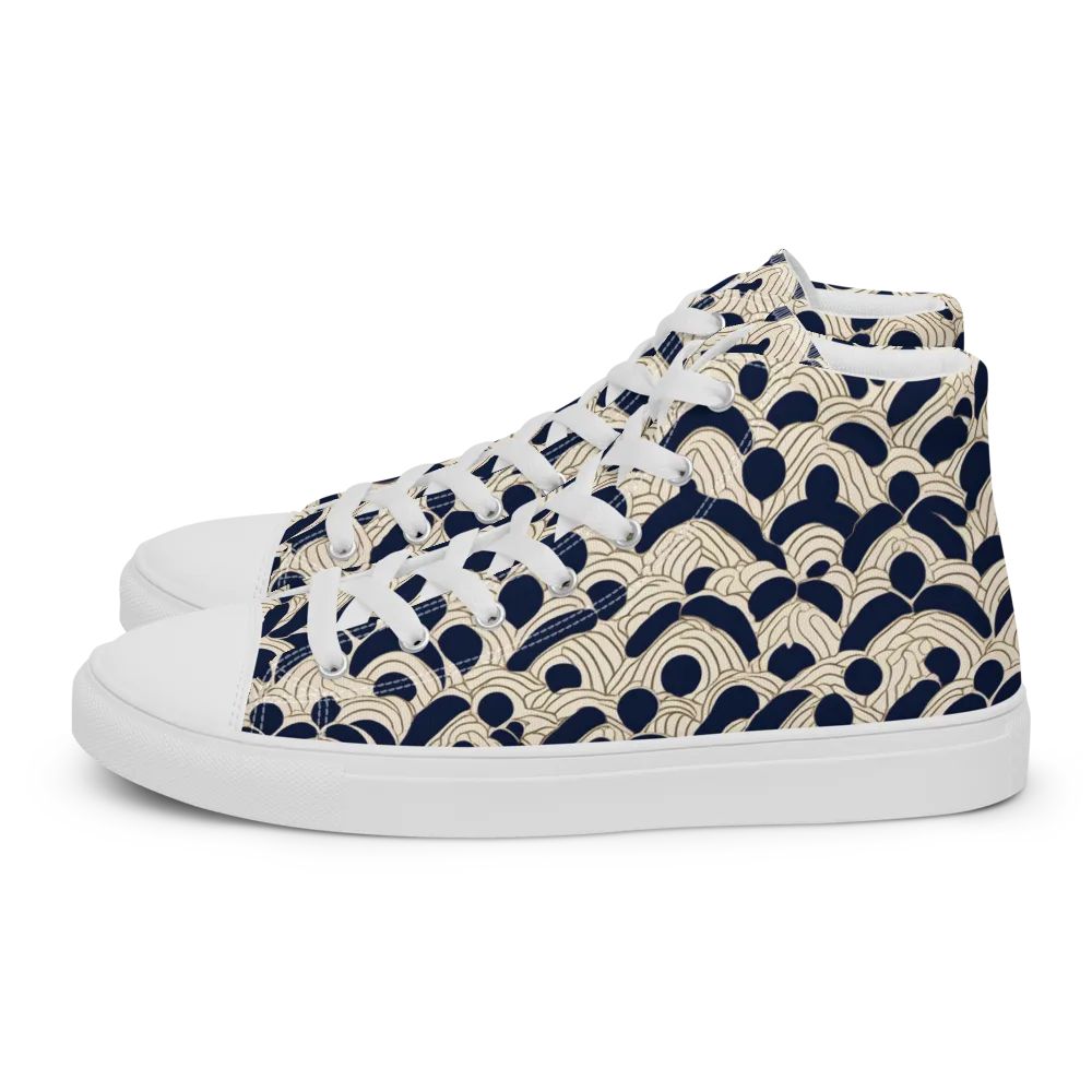 Midnight Seigaiha on Women's High Top Canvas Shoes — Left