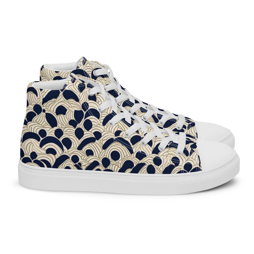 Midnight Seigaiha on Women's High Top Canvas Shoes — Right
