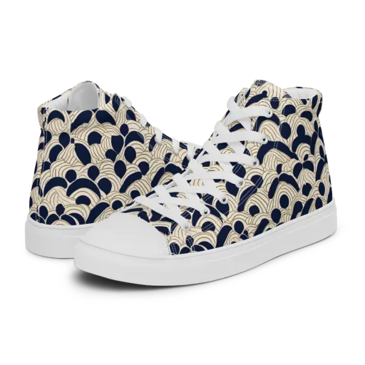 Midnight Seigaiha on a Women's High Top Canvas Shoes