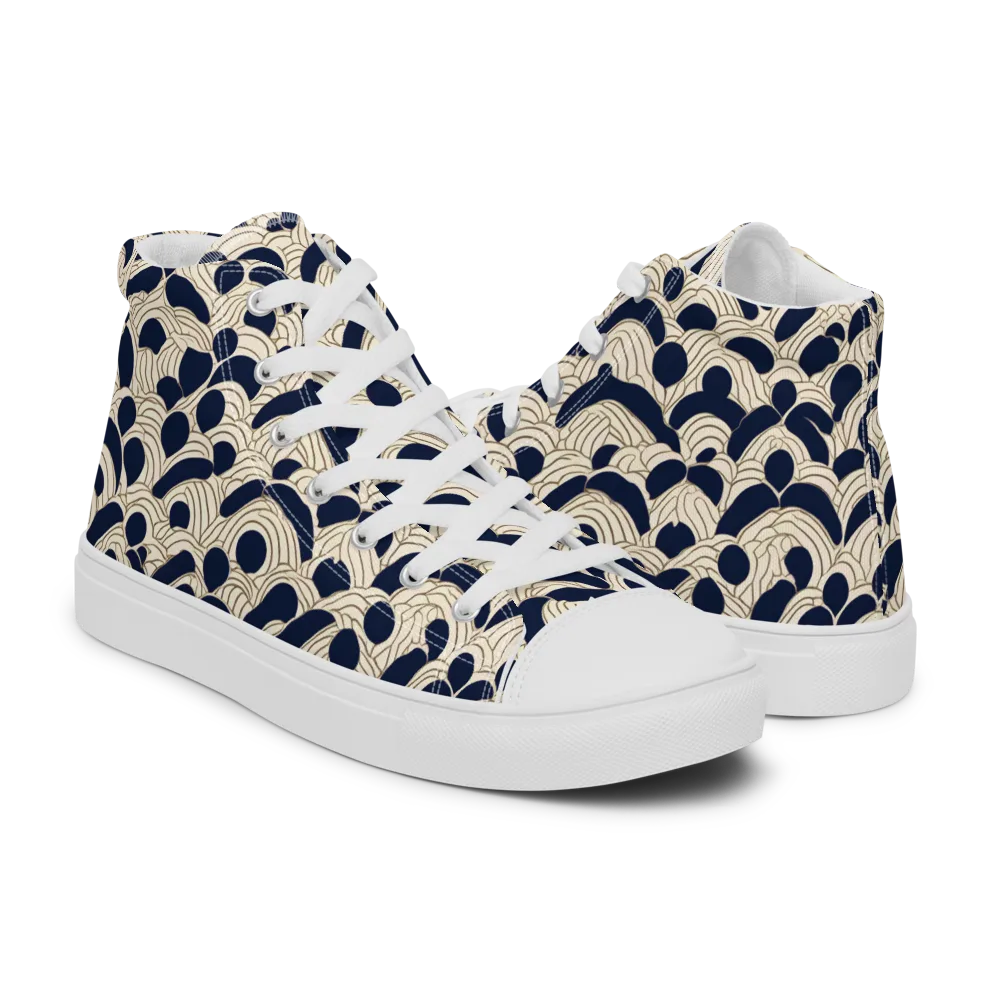 Midnight Seigaiha on Women's High Top Canvas Shoes — Right
