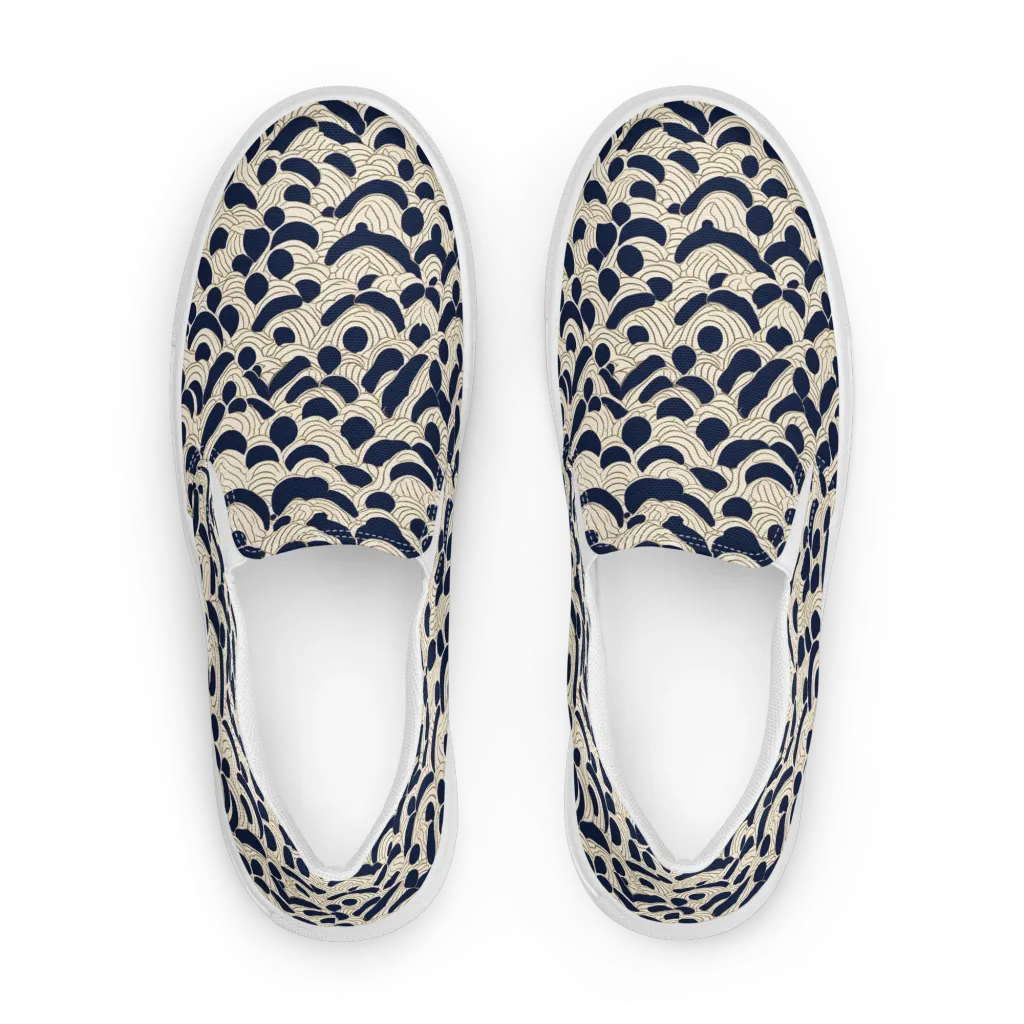 Midnight Seigaiha on Men's Slip-On Canvas Shoes — Front