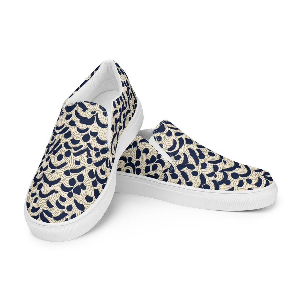 Midnight Seigaiha on Men's Slip-On Canvas Shoes — Left Front
